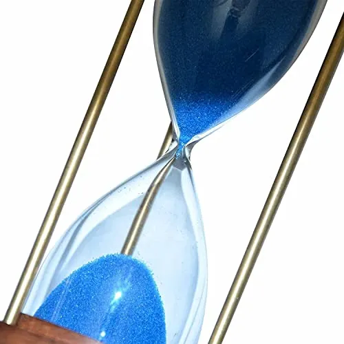 5 Minutes Green Wooden Brass Blue Sand Timer Hourglass Sandglass Sand Clock Colorful Gift Package, Giift Home & Office Décor Theme Height 5.5 Inches