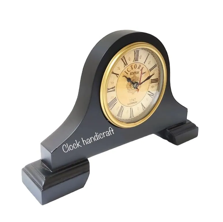 AHSKY Clock Handicraft Table Clock Desk & Shelf Clocks Wood Antique Brass Ring Strongs