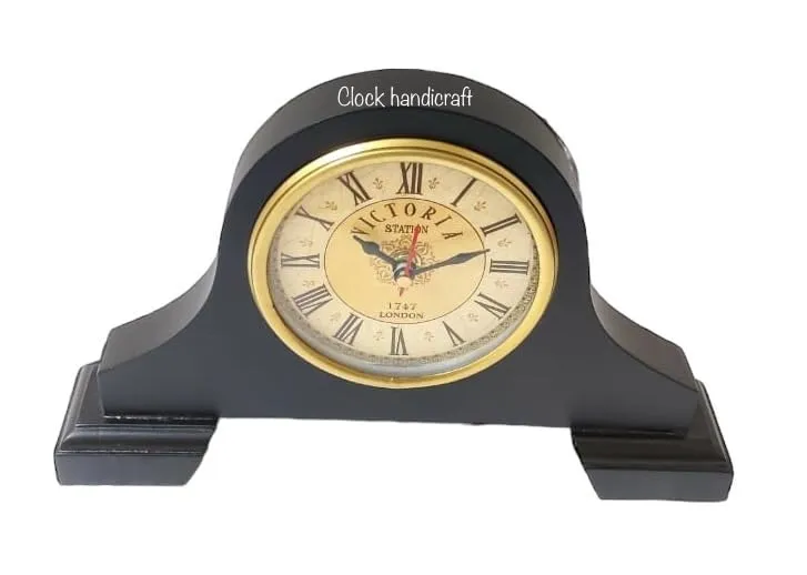 AHSKY Clock Handicraft Table Clock Desk & Shelf Clocks Wood Antique Brass Ring Strongs