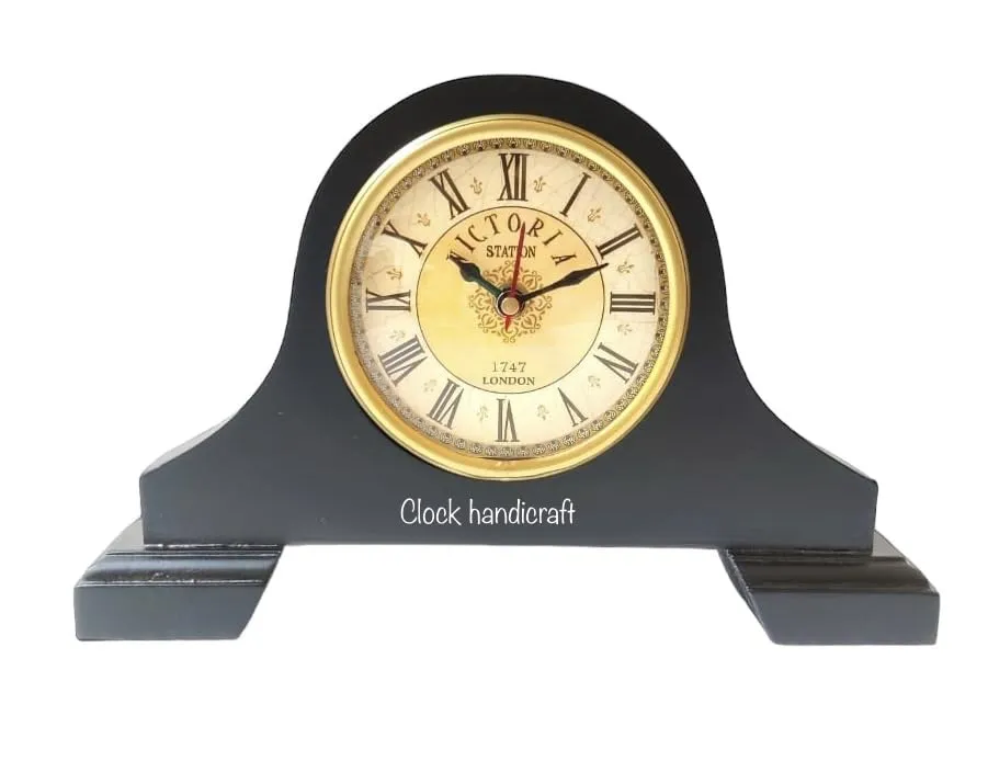 AHSKY Clock Handicraft Table Clock Desk & Shelf Clocks Wood Antique Brass Ring Strongs
