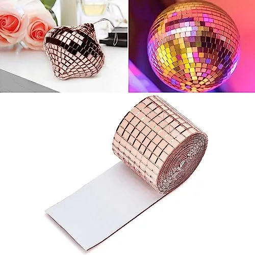 Arkit Self-Adhesive Mosaic Mirror Stickers Art Kit, Mirror Tiles Wall Art Stickers, Mini Glass Roll Mirror Mosaic Tiles Wall Decal for DIY Home Craft Decoration Material Pack of 2 (Gold)