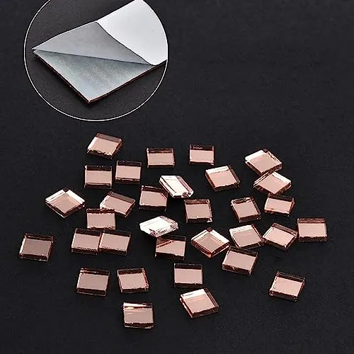 Arkit Self-Adhesive Mosaic Mirror Stickers Art Kit, Mirror Tiles Wall Art Stickers, Mini Glass Roll Mirror Mosaic Tiles Wall Decal for DIY Home Craft Decoration Material Pack of 2 (Gold)