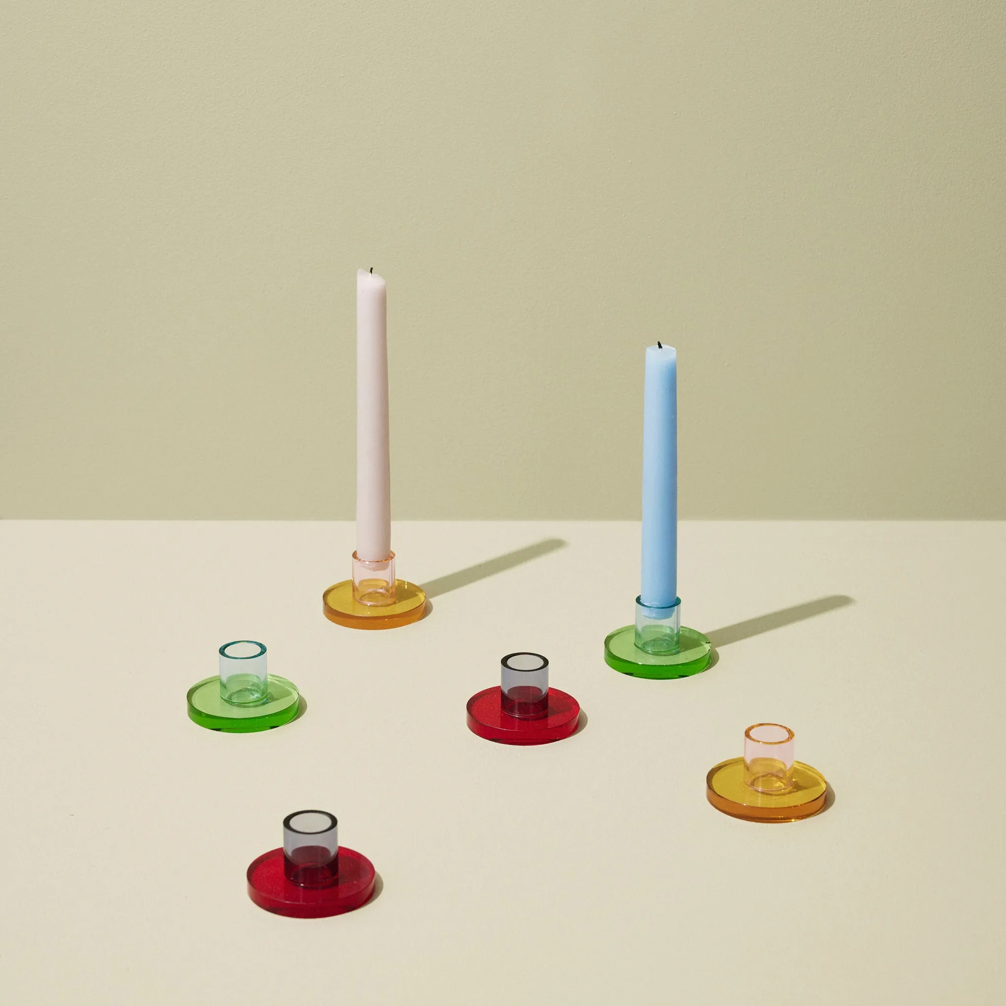 Astra Crystal Candle Holder - Green