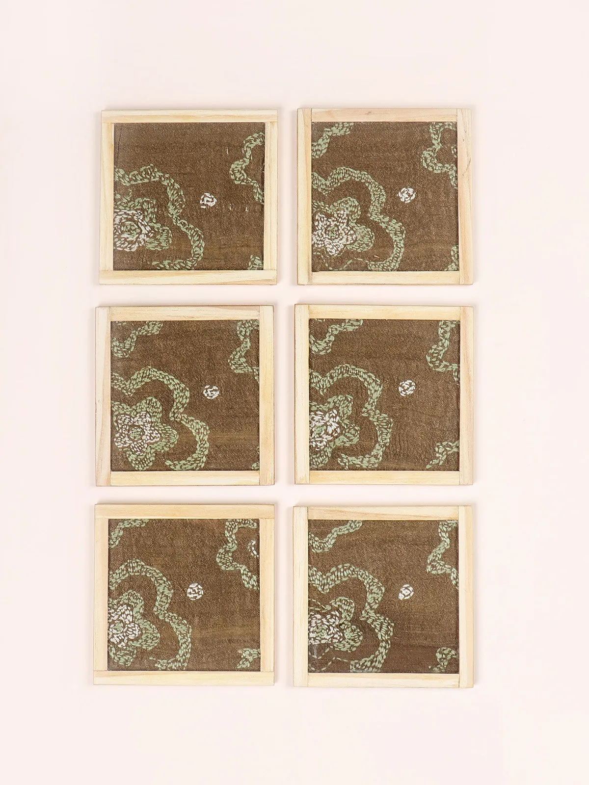 Avalon Handwoven Coasters Set Of 6 Pcs Brown