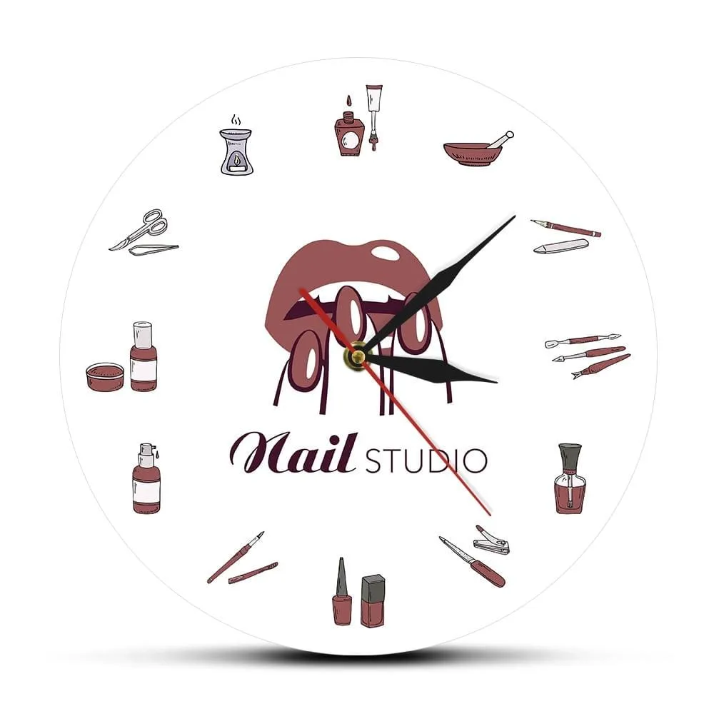 Beauty Shop Nail Spa Studio Custom Wall Clock Pedicure Salon Tools Artwork