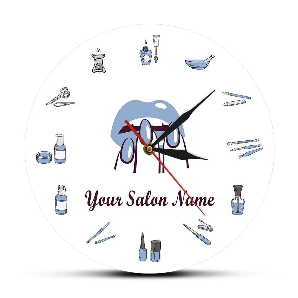 Beauty Shop Nail Spa Studio Custom Wall Clock Pedicure Salon Tools Artwork