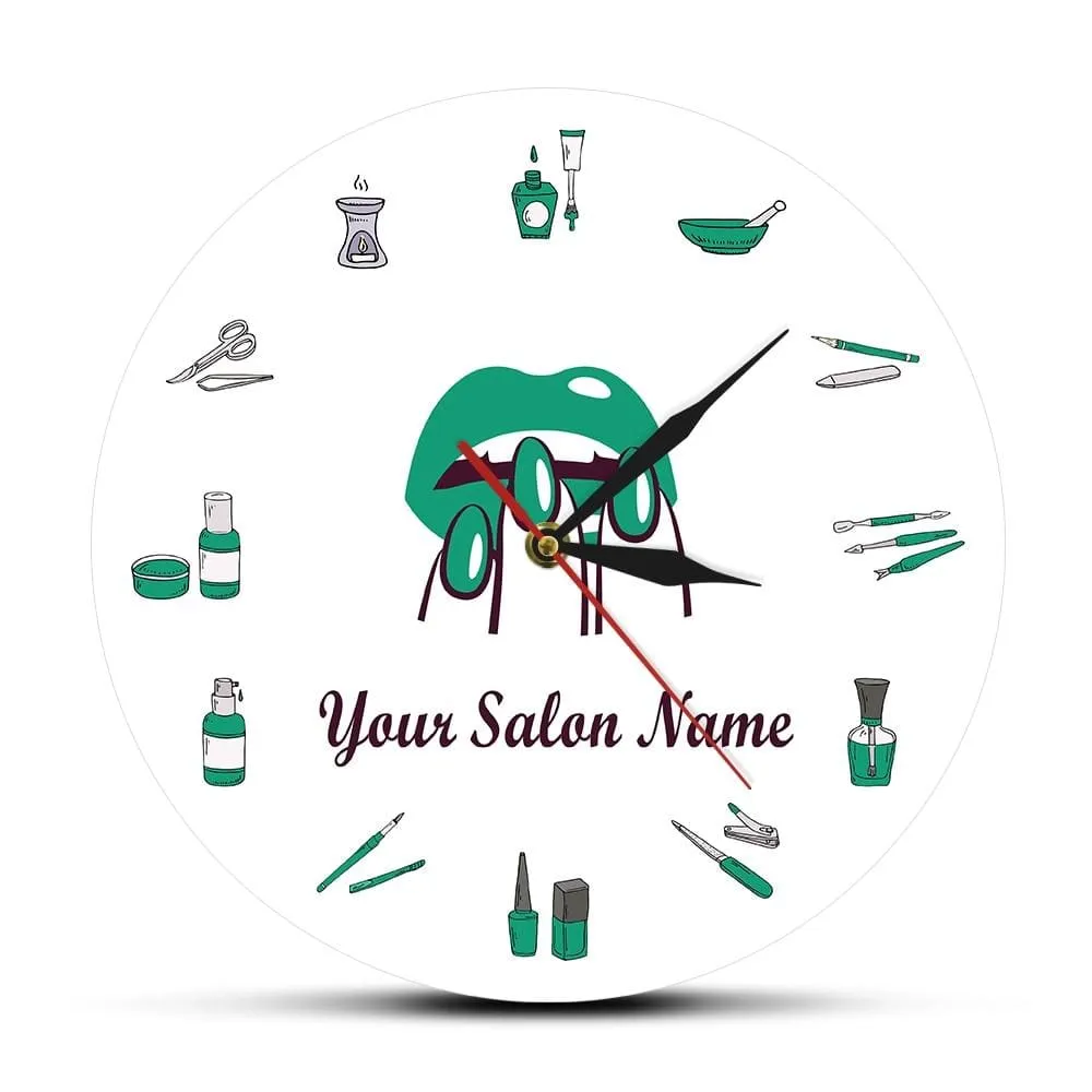 Beauty Shop Nail Spa Studio Custom Wall Clock Pedicure Salon Tools Artwork