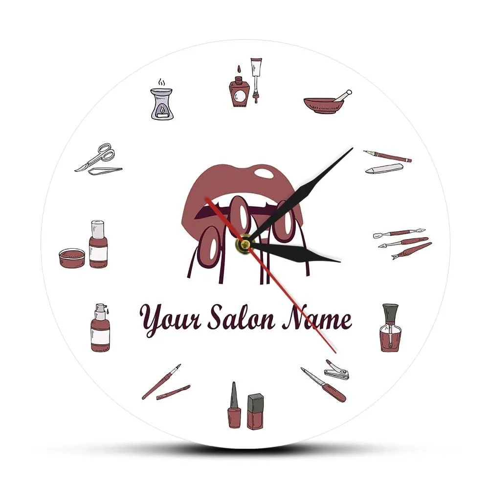 Beauty Shop Nail Spa Studio Custom Wall Clock Pedicure Salon Tools Artwork