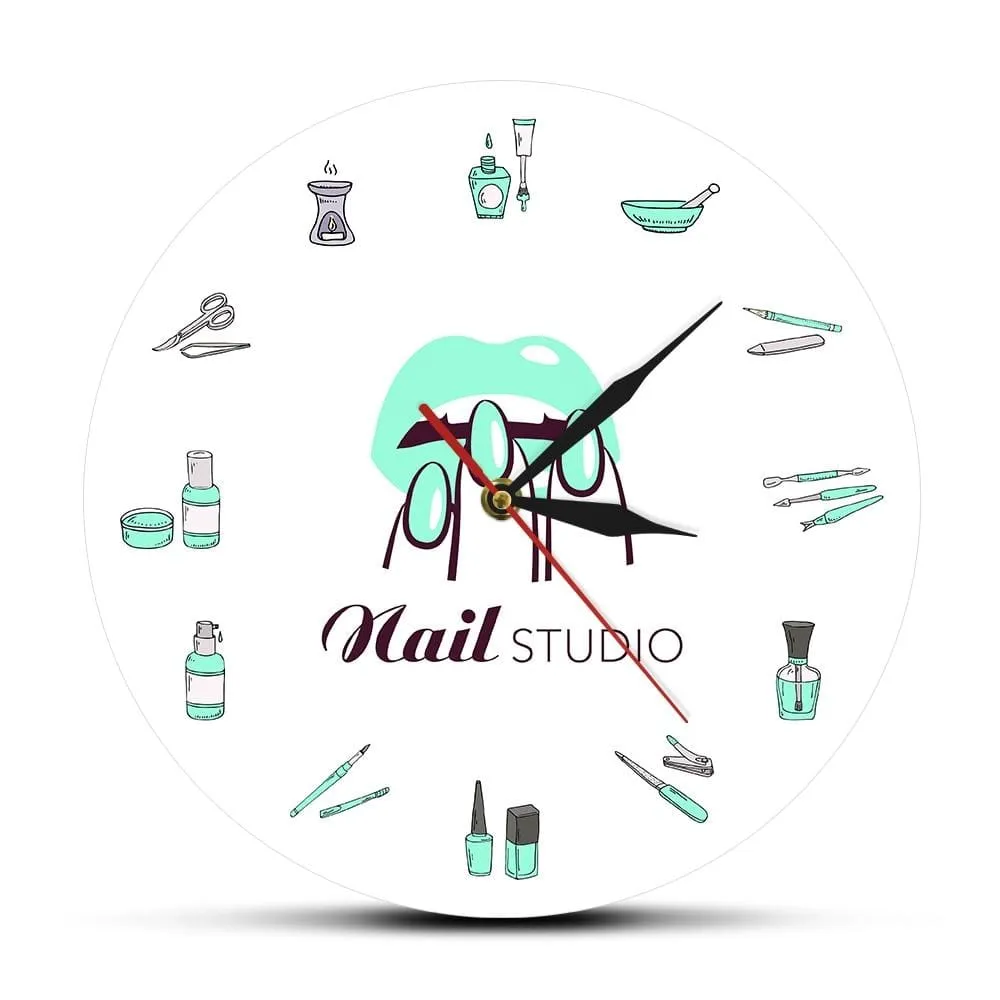 Beauty Shop Nail Spa Studio Custom Wall Clock Pedicure Salon Tools Artwork