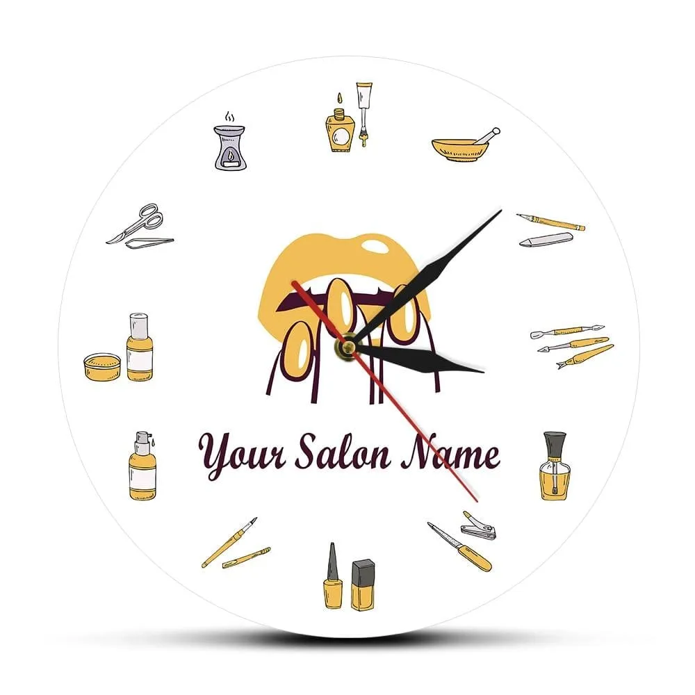 Beauty Shop Nail Spa Studio Custom Wall Clock Pedicure Salon Tools Artwork
