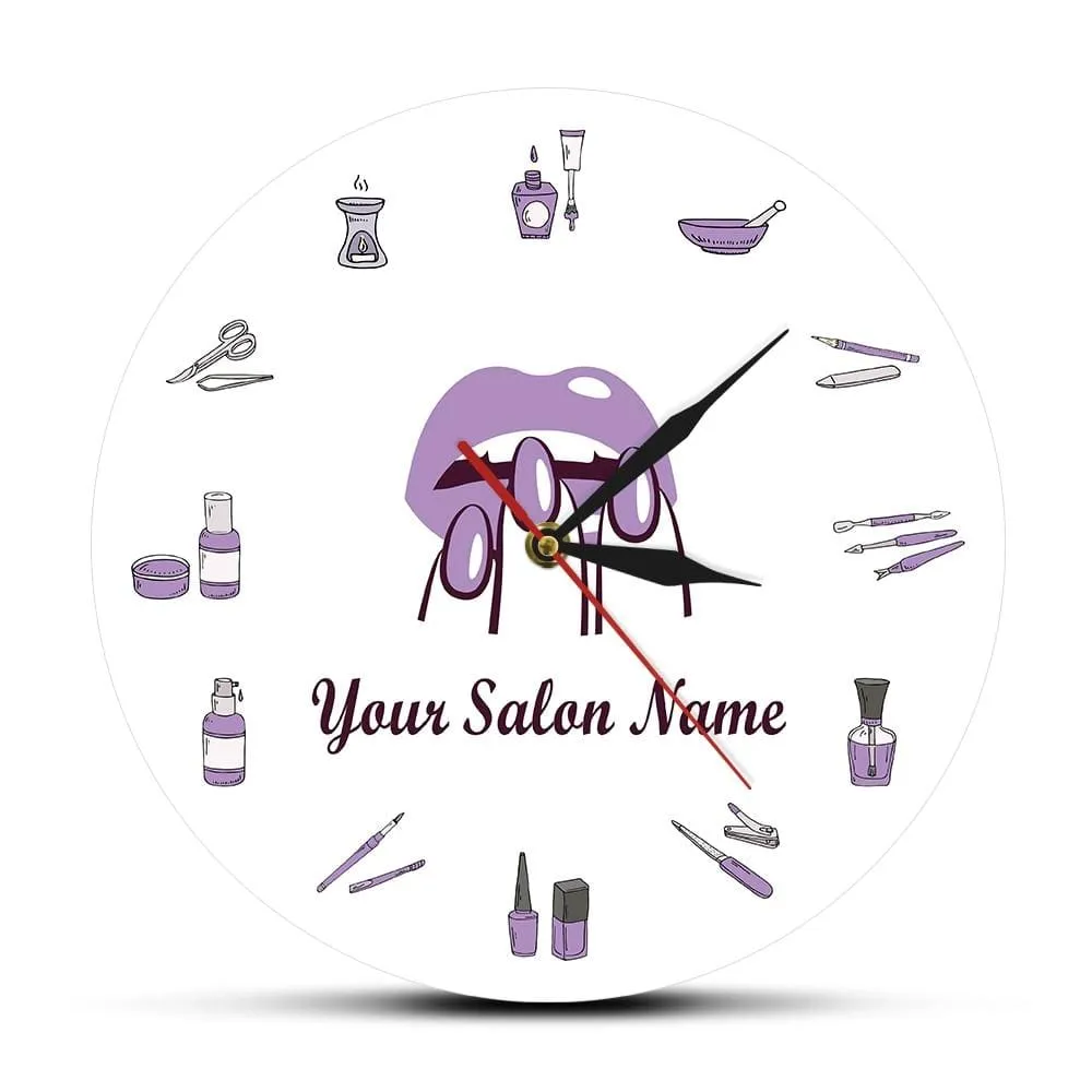 Beauty Shop Nail Spa Studio Custom Wall Clock Pedicure Salon Tools Artwork