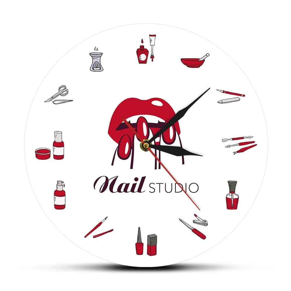Beauty Shop Nail Spa Studio Custom Wall Clock Pedicure Salon Tools Artwork