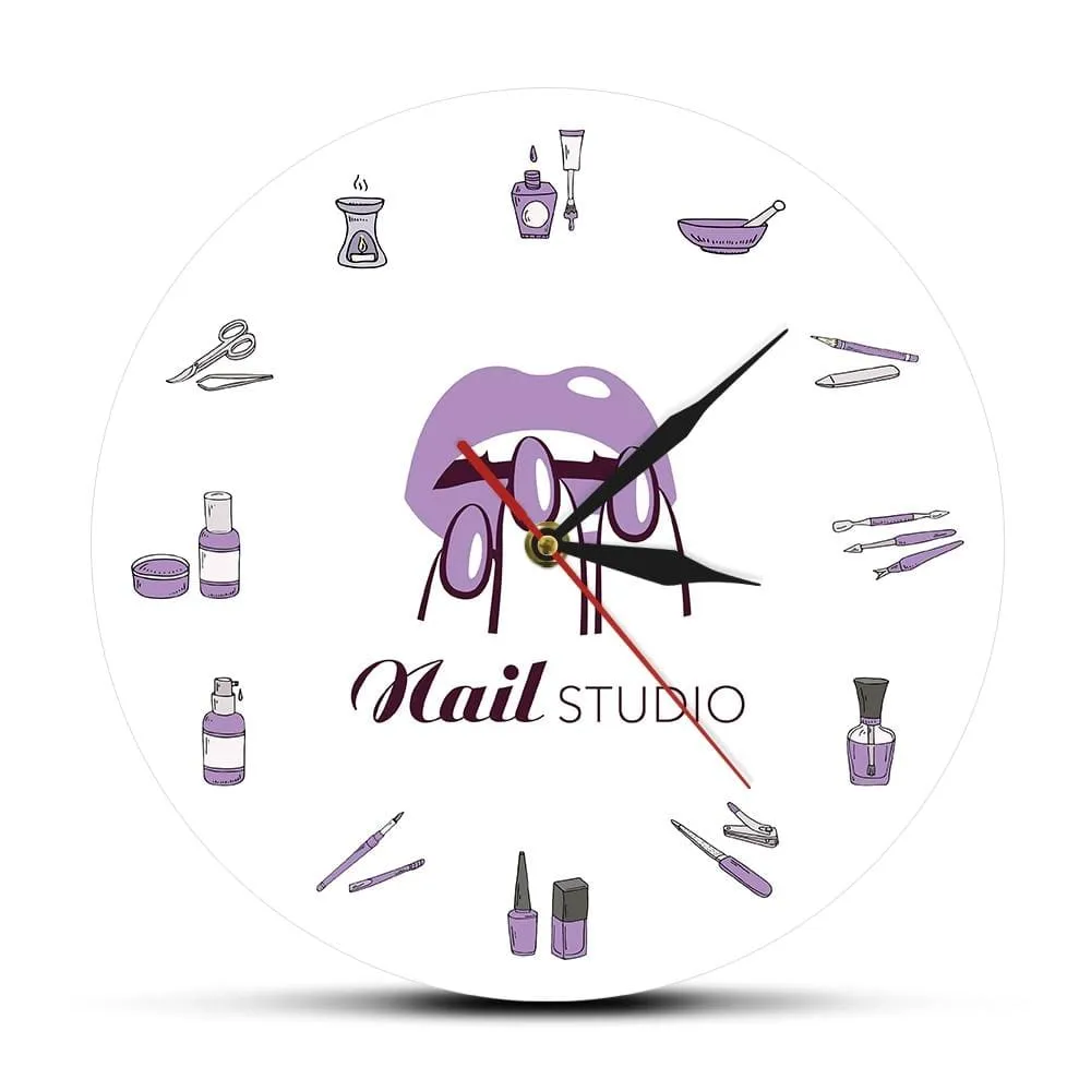 Beauty Shop Nail Spa Studio Custom Wall Clock Pedicure Salon Tools Artwork