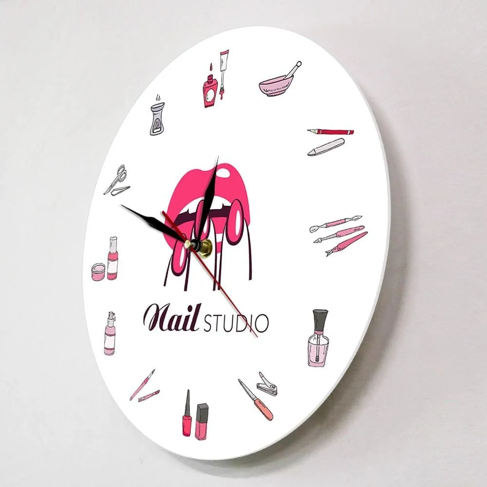 Beauty Shop Nail Spa Studio Custom Wall Clock Pedicure Salon Tools Artwork