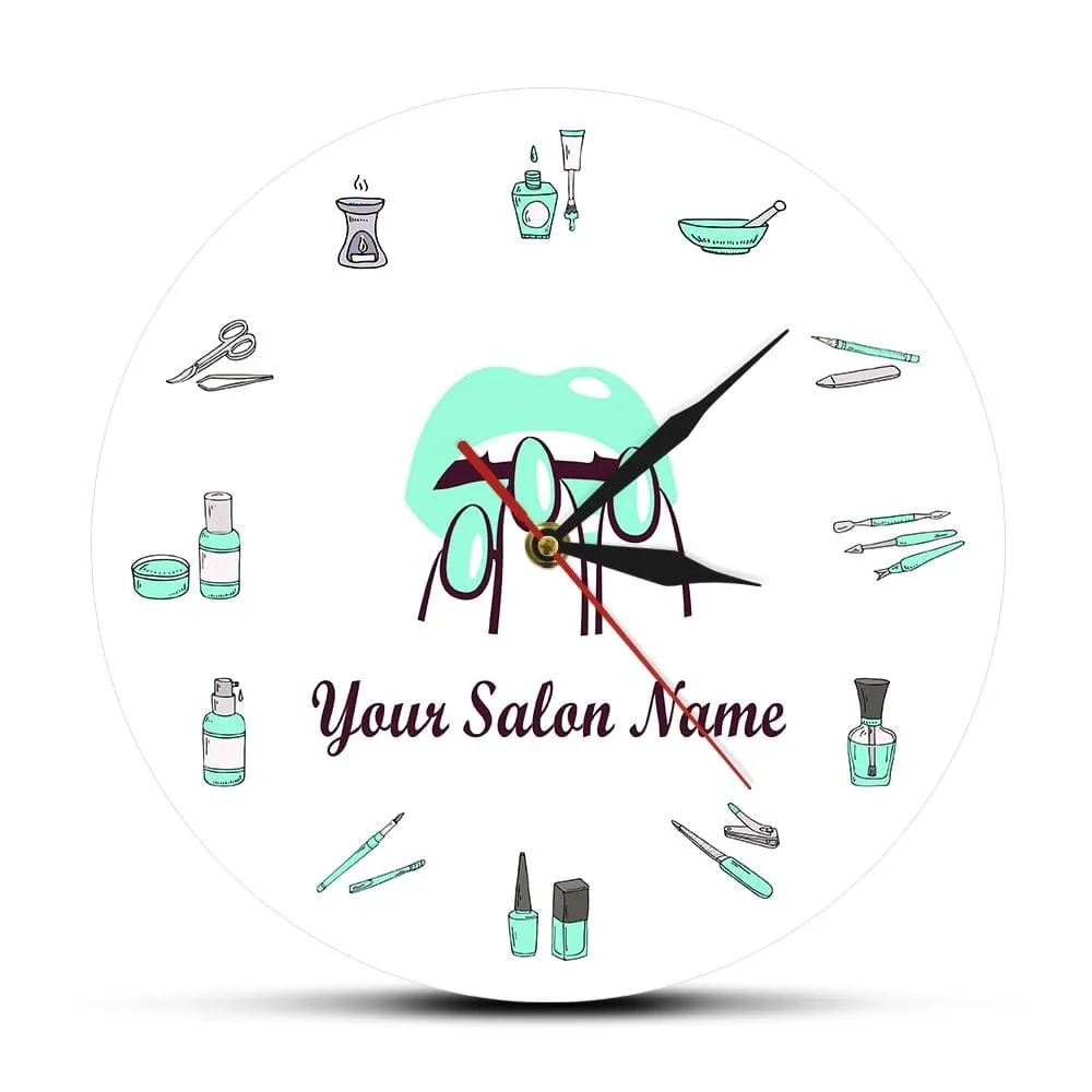 Beauty Shop Nail Spa Studio Custom Wall Clock Pedicure Salon Tools Artwork