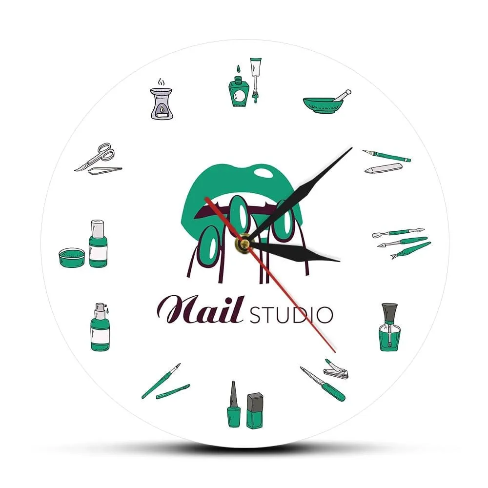 Beauty Shop Nail Spa Studio Custom Wall Clock Pedicure Salon Tools Artwork