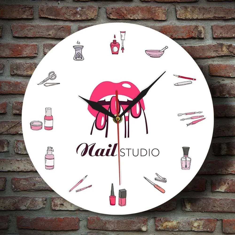 Beauty Shop Nail Spa Studio Custom Wall Clock Pedicure Salon Tools Artwork