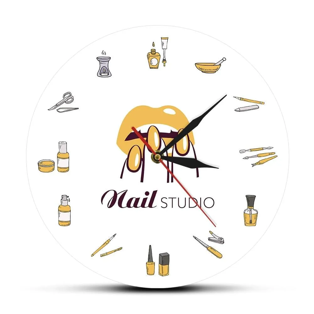 Beauty Shop Nail Spa Studio Custom Wall Clock Pedicure Salon Tools Artwork