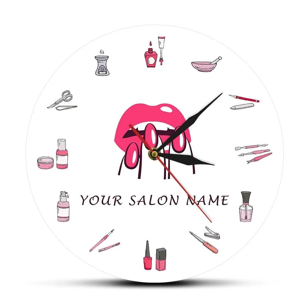 Beauty Shop Nail Spa Studio Custom Wall Clock Pedicure Salon Tools Artwork