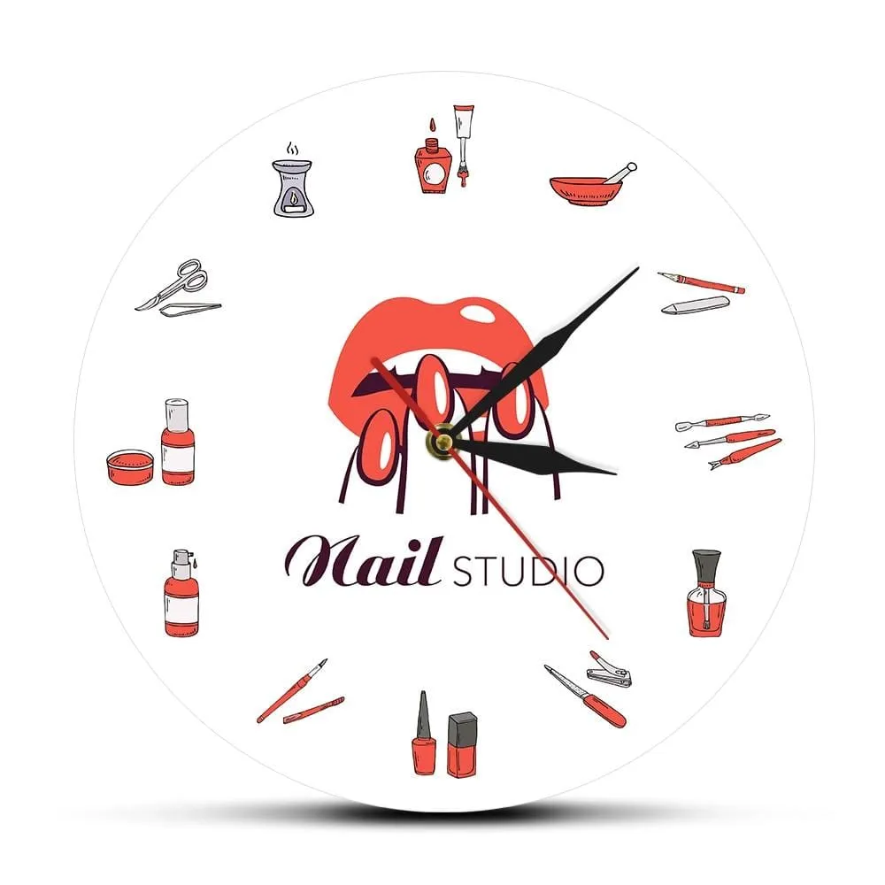 Beauty Shop Nail Spa Studio Custom Wall Clock Pedicure Salon Tools Artwork