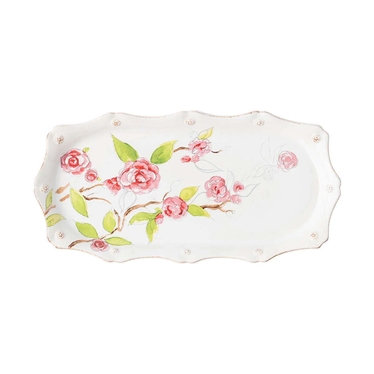 Berry & Thread Floral Sketch 14" Hostess Tray - Camellia