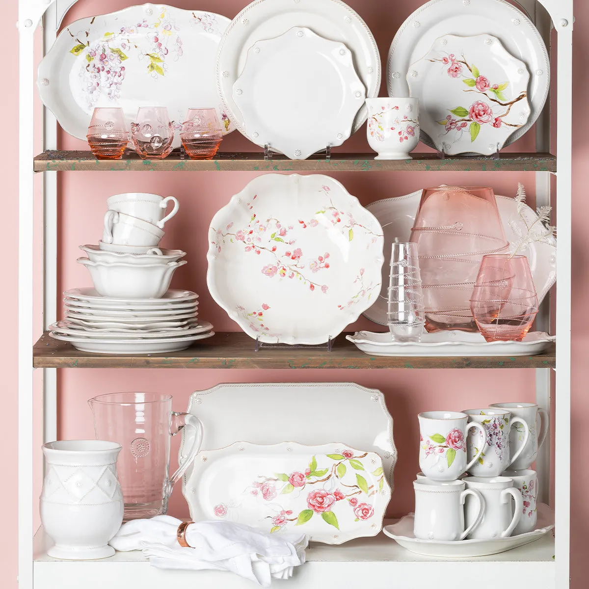 Berry & Thread Floral Sketch 14" Hostess Tray - Camellia