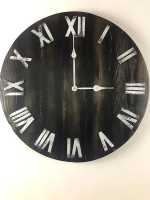 Black and White Distressed Rustic Wooden Farmhouse Wall Clock