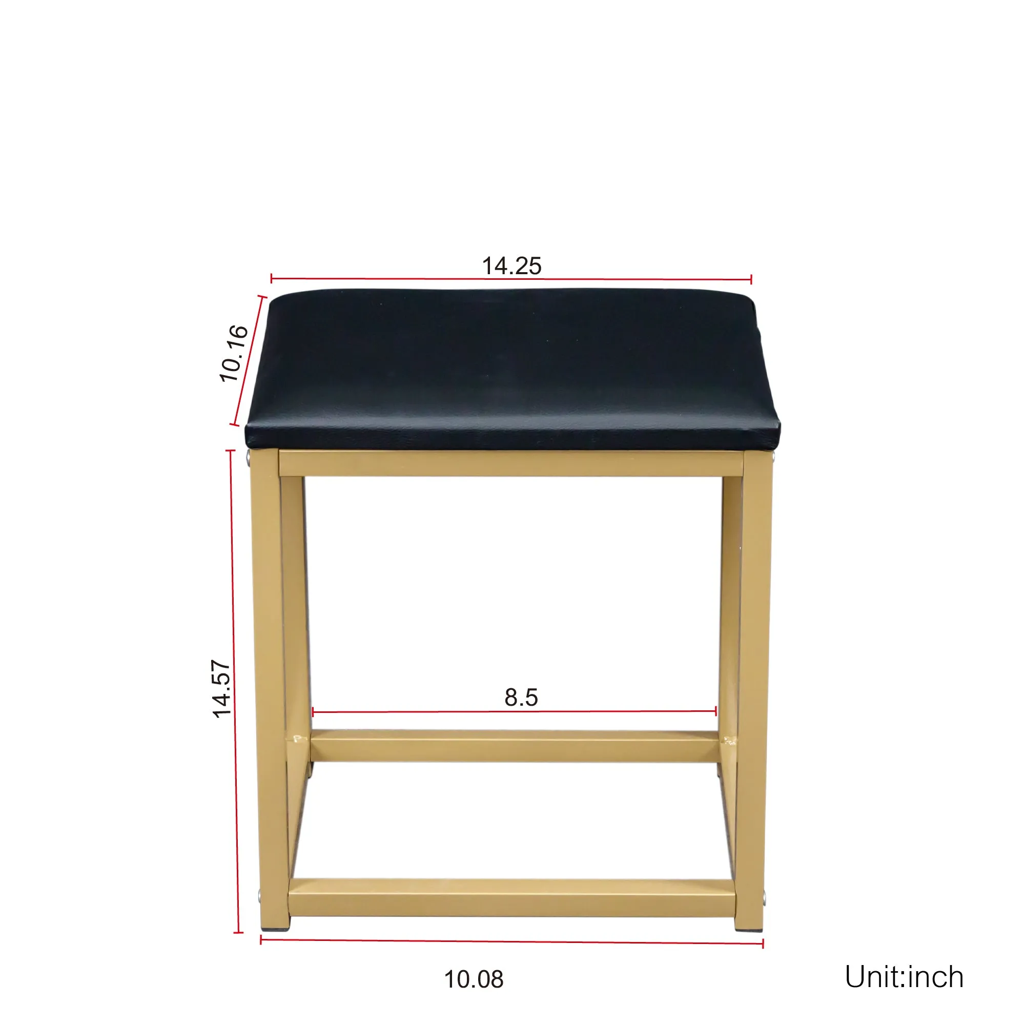Black modern minimalist vanity, solid metal frame construction, large storage space, 10 LED lights illuminate makeup mirror, adjustable brightness