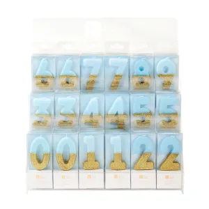 Blue Glitter Number Candles Starter Set - 0-9 with Acrylic Stand