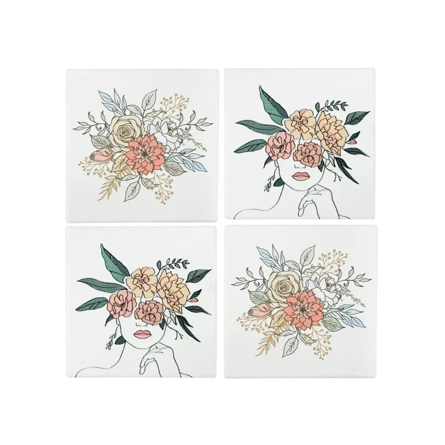 Boho Floral Coaster Set/4