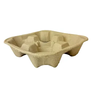Case of 300 Counts 4 Cups 8 oz. - 32 oz. Cup Holder Disposable Coffee Take Out Trays for Hot and Cold Drinks