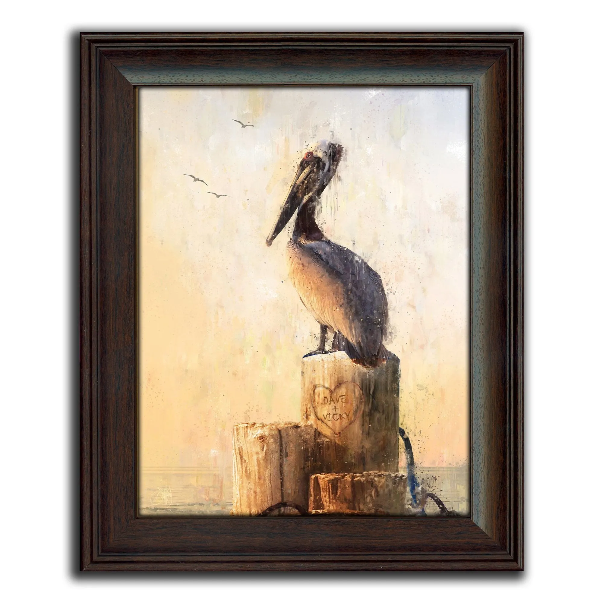 Coastal Love - Pelican Personalized Art