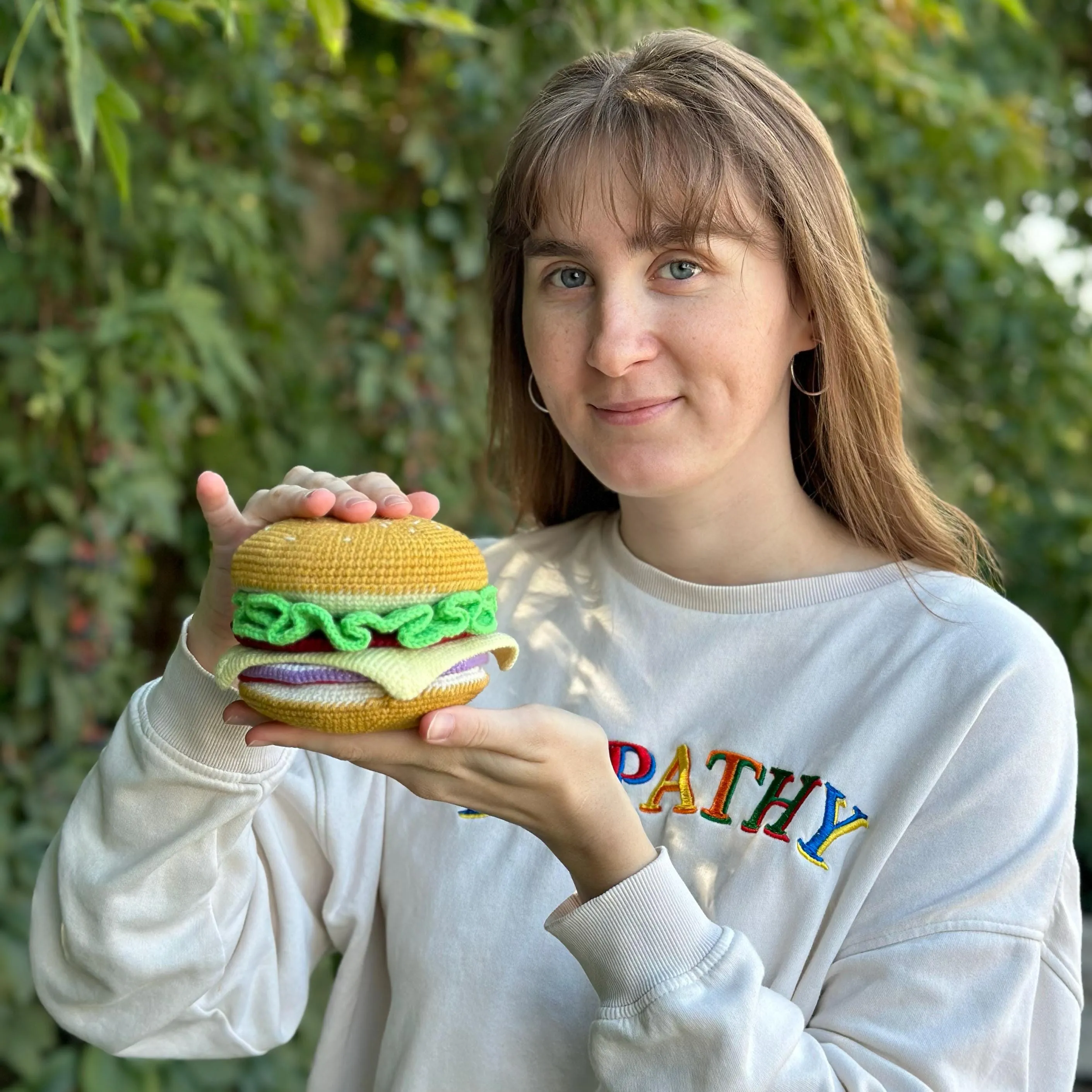 Crochet Burger Coaster Pattern, US standard terms, Skill level beginner
