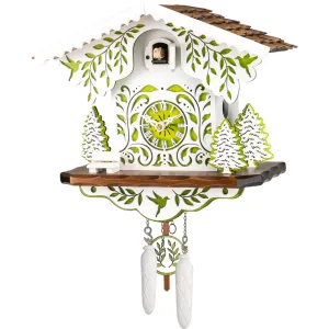 Cuckoo Clock - Quartz Chalet white/green with Modern Touch - Engstler
