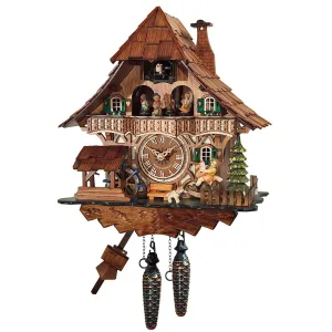 Cuckoo Clock - Quartz Chalet with Girl on Rocking Horse - Engstler