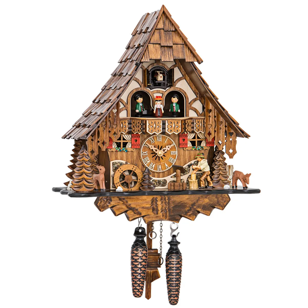 Cuckoo Clock - Quartz Chalet with Wood Chopper - Engstler