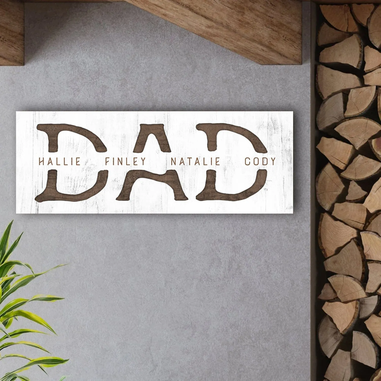Dad & Children Custom Whitewash Sign