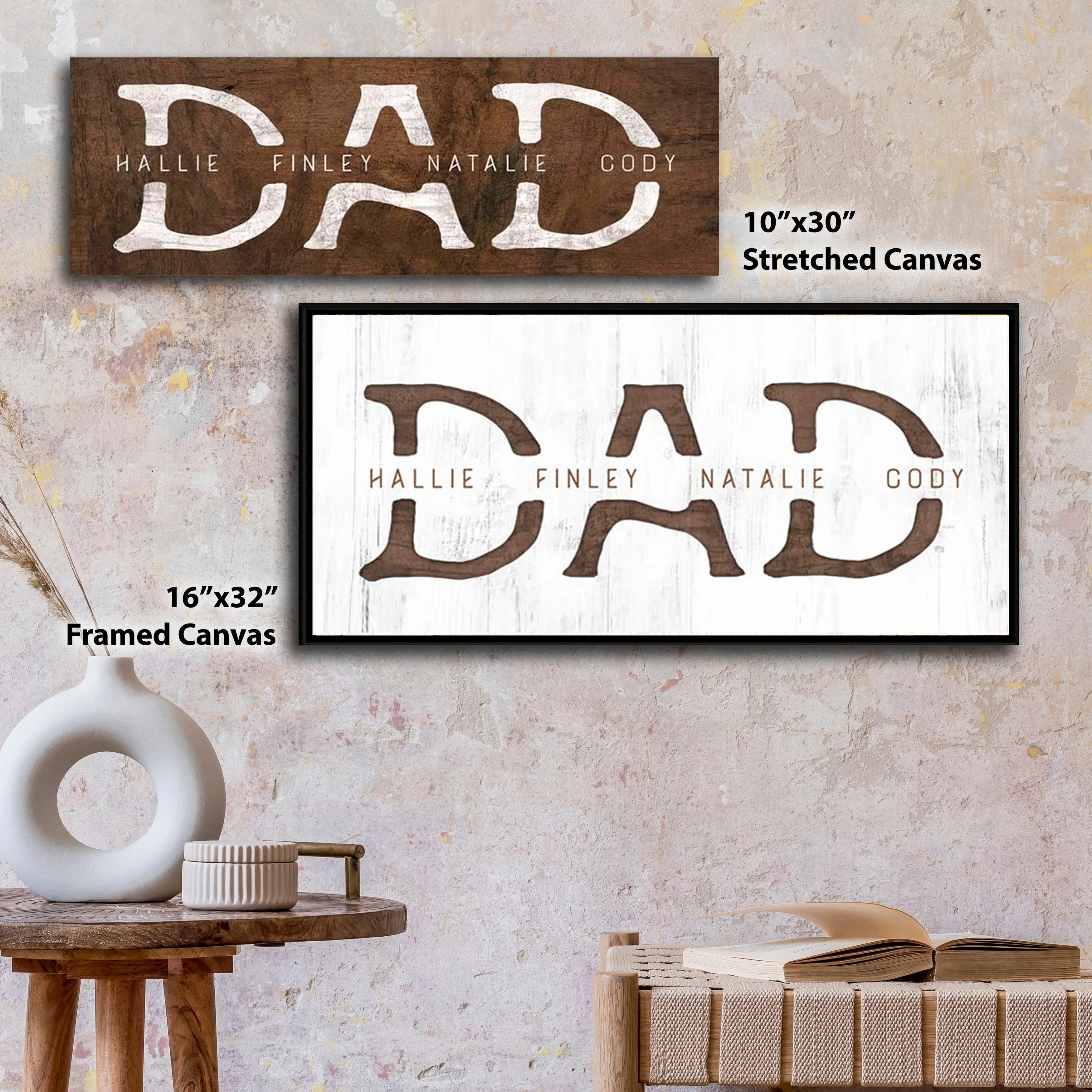 Dad & Children Custom Whitewash Sign