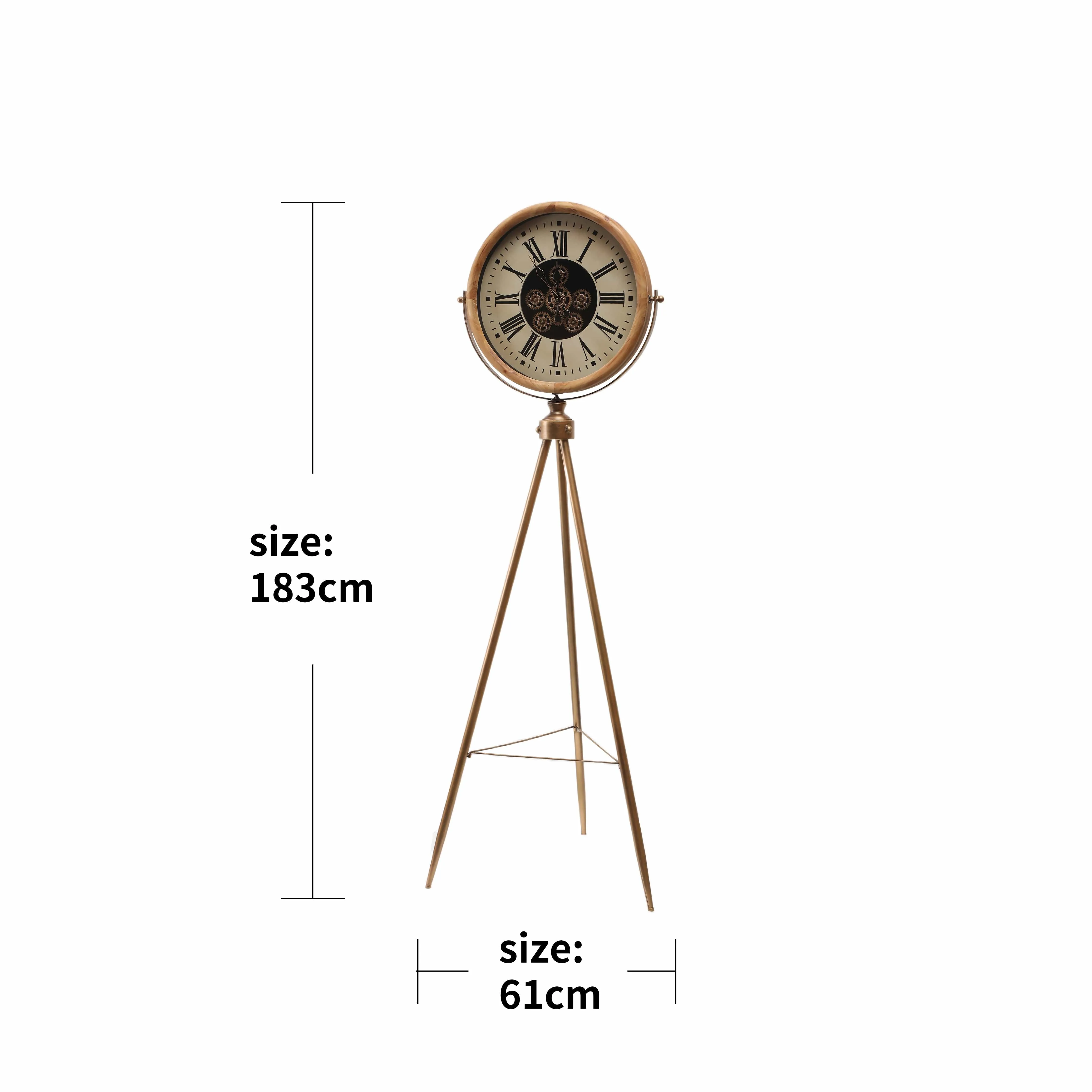 D'Artagnan Round Tripod Moving Cogs Clock