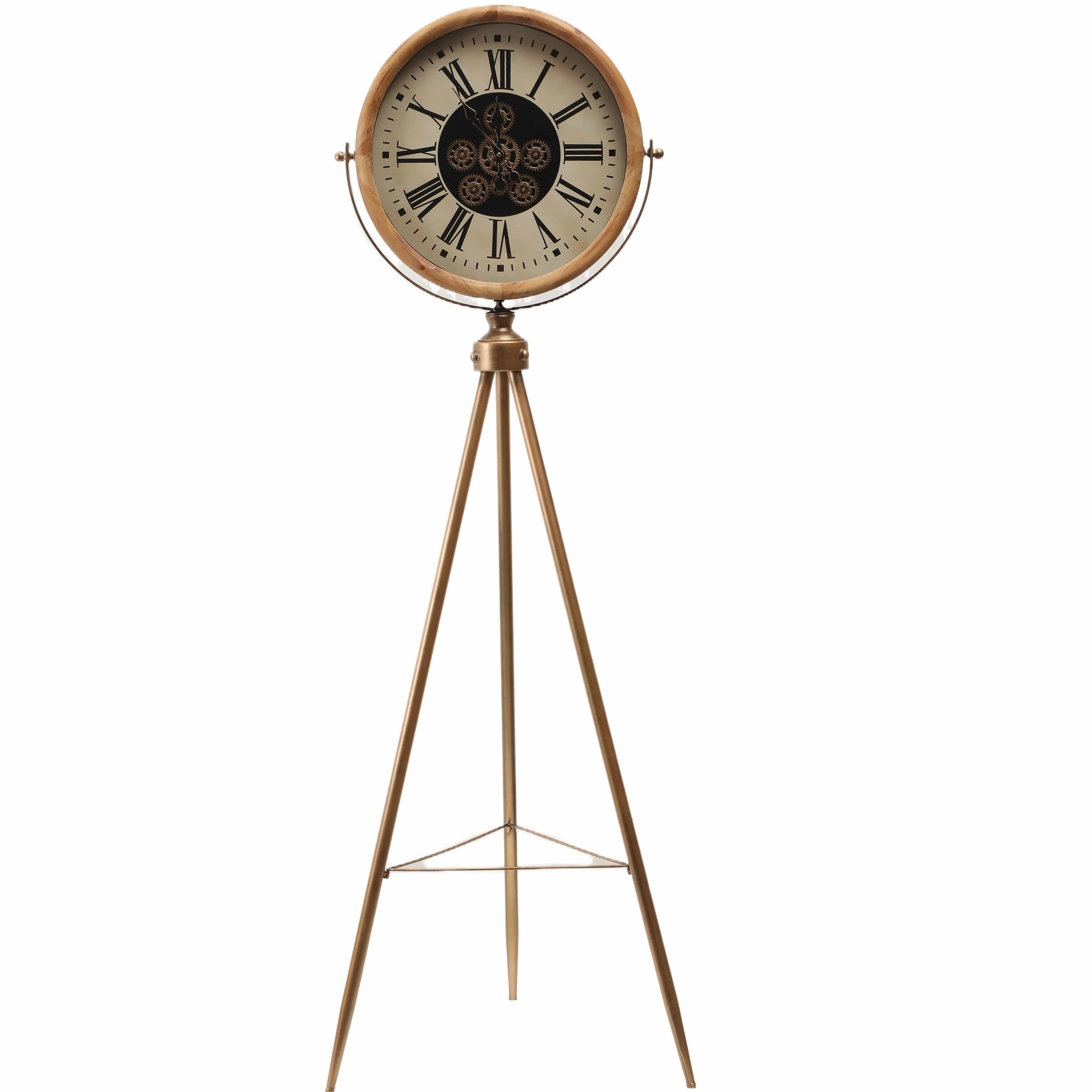 D'Artagnan Round Tripod Moving Cogs Clock