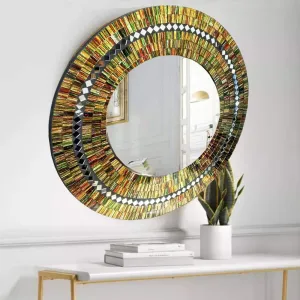 Decor King Round Wall Mirror for Bathroom Wash Basin Living Room Bedroom Drawing Room (Green) Multi Size (24 INCH) (32 INCH)