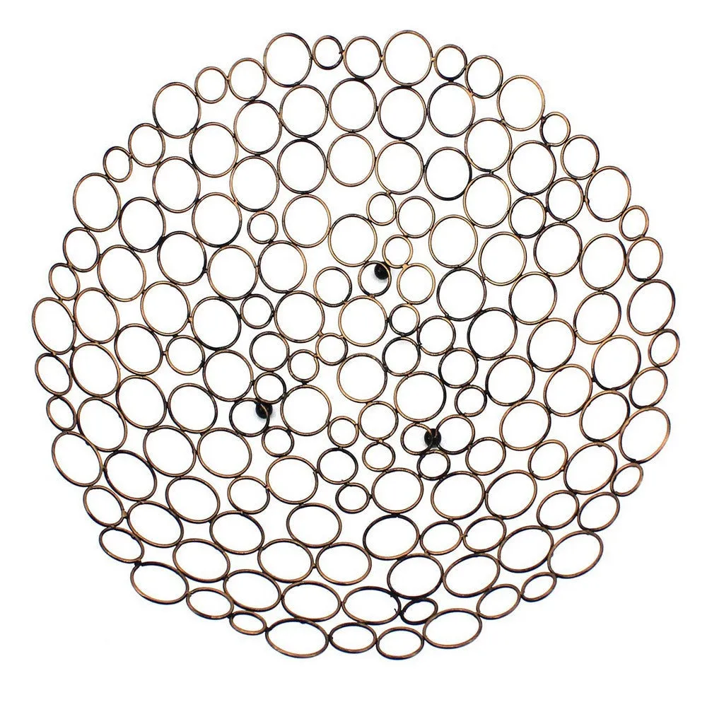 Decorative Metal Tray with Mesh Design and Ball Support,Gold and Black By Casagear Home