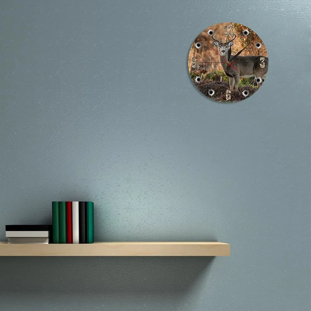 Deer Hunter Camera Sniper Big Buck Round Wall Clock Hunting Decor Wildlife