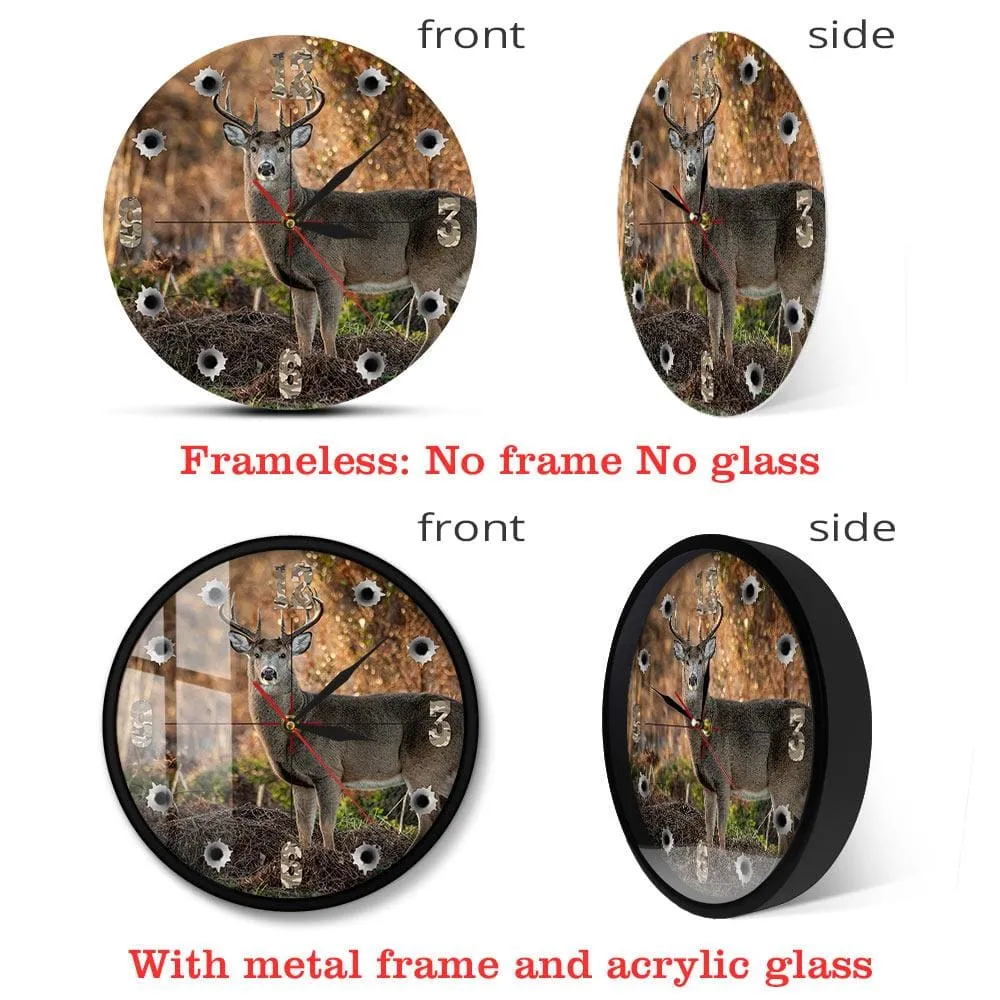 Deer Hunter Camera Sniper Big Buck Round Wall Clock Hunting Decor Wildlife