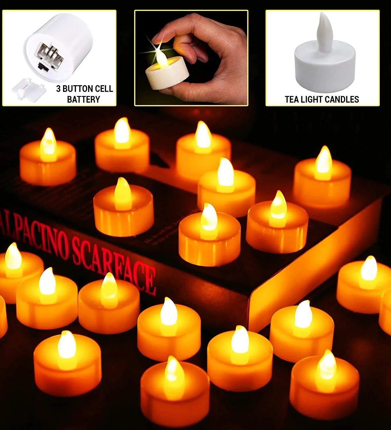 Derisory Battery Operated LED Candle Tealight Diya Decorative Lights for Home Wall Lighting Decoration (Yellow Warm) (Decor Diva-30)