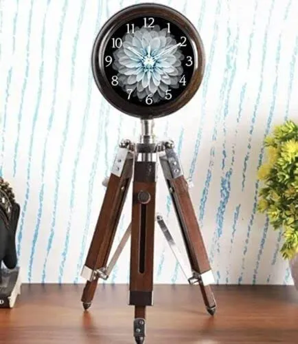 DH Wooden Wall Clock /Handicraft /Home Decor Clock/Stand Clock (Stand Clock Wooden Antique Home Office Decor 18 Inch Table & Desk)