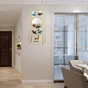 Earwig Metal Decorative Wall Mirrors for Living Room Metal Wall Mirror Modern Creative Wall Decor Wall Art Hanging 3DMetal Ginkgo Leaf & Deer Mirror for Entrance Bedroom Living Room