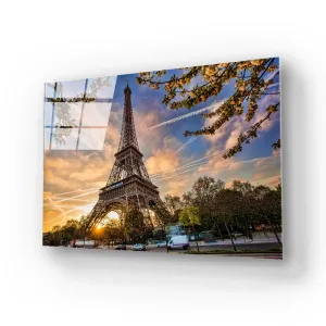 Eiffel Tower Sunset Glass Wall Art Eiffel Tower Sunset Glass Wall Art