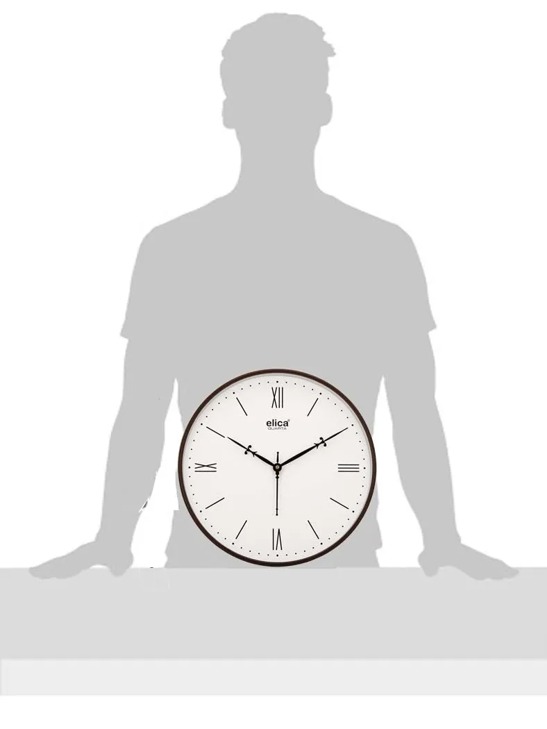 Elica Modern Sytlish Desinger Wall Clock for Home, Living Room, Bedroom, Office, and Kitchen (Black Roman)