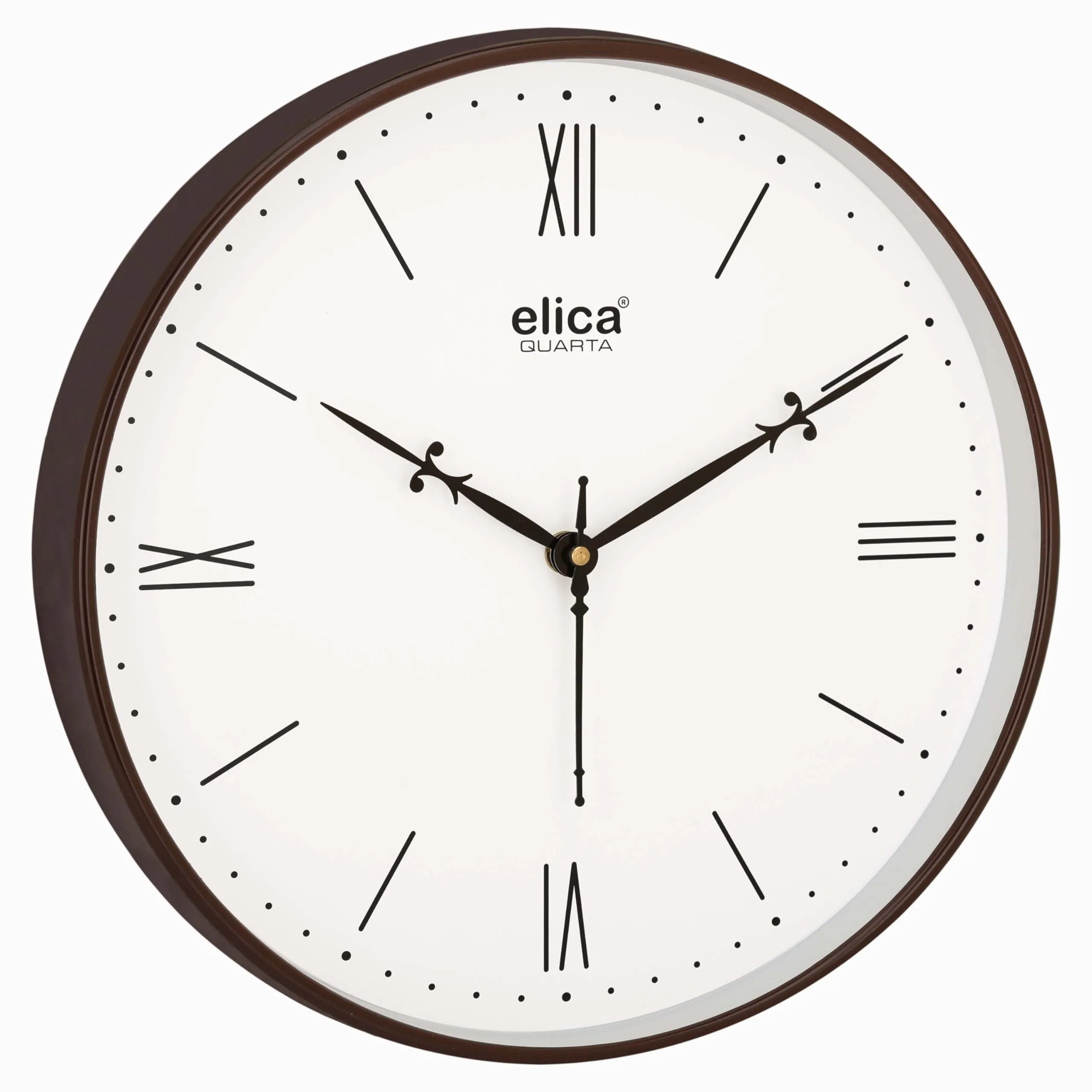 Elica Modern Sytlish Desinger Wall Clock for Home, Living Room, Bedroom, Office, and Kitchen (Black Roman)